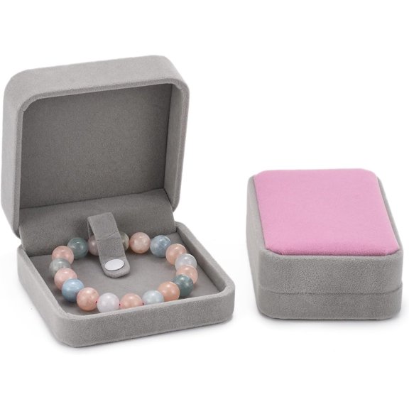 Square Velvet Bracelet/Bangle Boxes Jewelry Gift Boxes Gray 9x9x4.1cm Making DIY