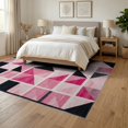 thumbnail image 3 of ODIKA Pink Contemporary Geometric Mosaic Interlocking Maze Abstract Non-Slip Chair-Friendly Floor for Dining Room, Under Table, Office, 3 of 7