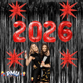thumbnail image 2 of PMU 12 Pc Set Graduation Decorations | Number Balloons 2026 Ruby Red with Black Curtain Backdrop and Star Mylar | 2026 Graduation Party Decorations |Party Supplies, 2 of 6