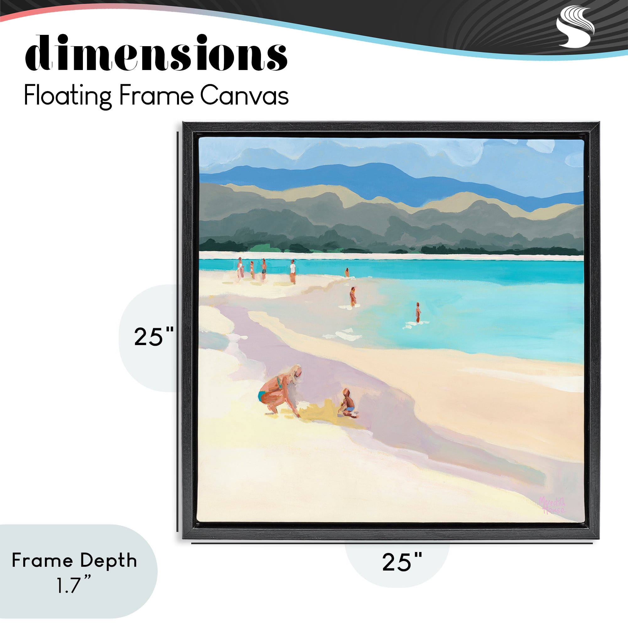 Stupell Industries Mother & Child Beach Scene Black Framed Floater Canvas Wall Art, design by Meredith Howse