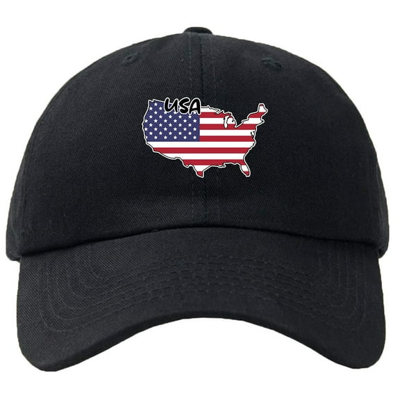 United States Map Flag Baseball Cap Hat Hook & Loop Closure - Personalize it!