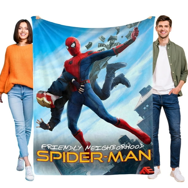 Tu Vecino Spider-Man Amigable anti-pilling, suave, ligera, esponjosa y acogedora de lujo para hogar y cocina – Perfecta para niños y adultos, 100 x 150 cm
