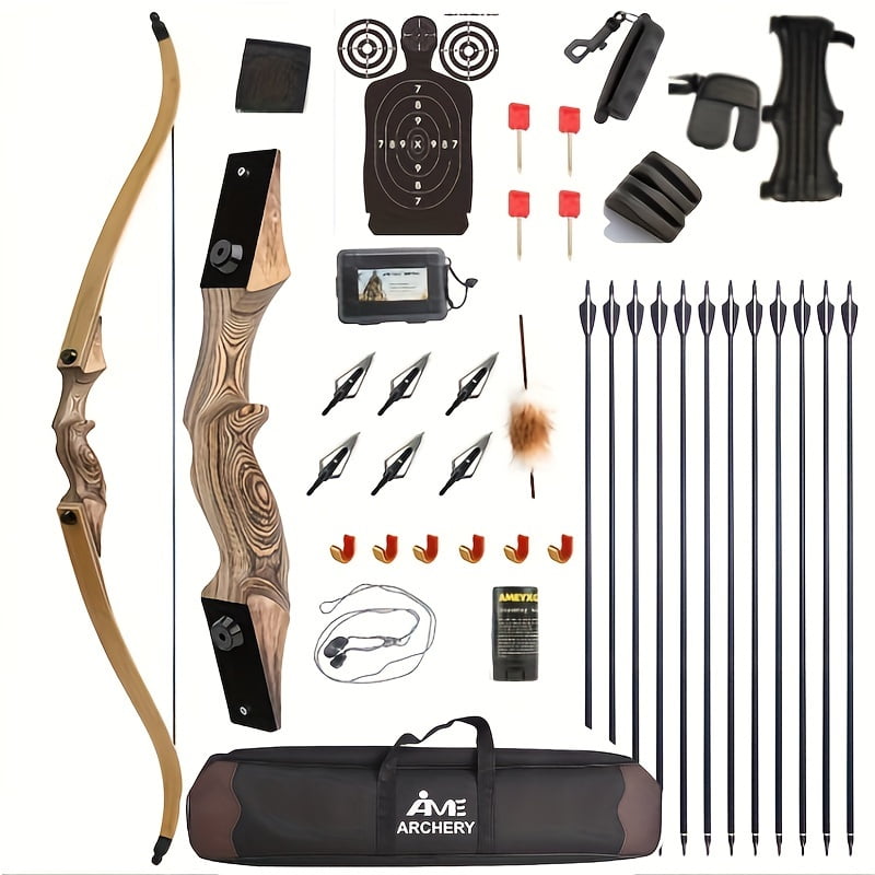 BLACK HUNTER Wooden Recurve Bow Hunting Takedown Bow 60 lbs