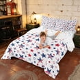 thumbnail image 4 of Manfei Patriotic Stars Queen Bedding, US Flag Striped Bedding Comforter Set Queen, Red White Blue, Polka Dots Reversible 7 Pieces, 4 of 6
