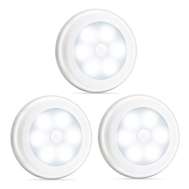 EEEkit Motion Sensor Puck Lights, Wireless 6 LED Under Cabinet Lighting, Battery Powered (3Pcs, White)