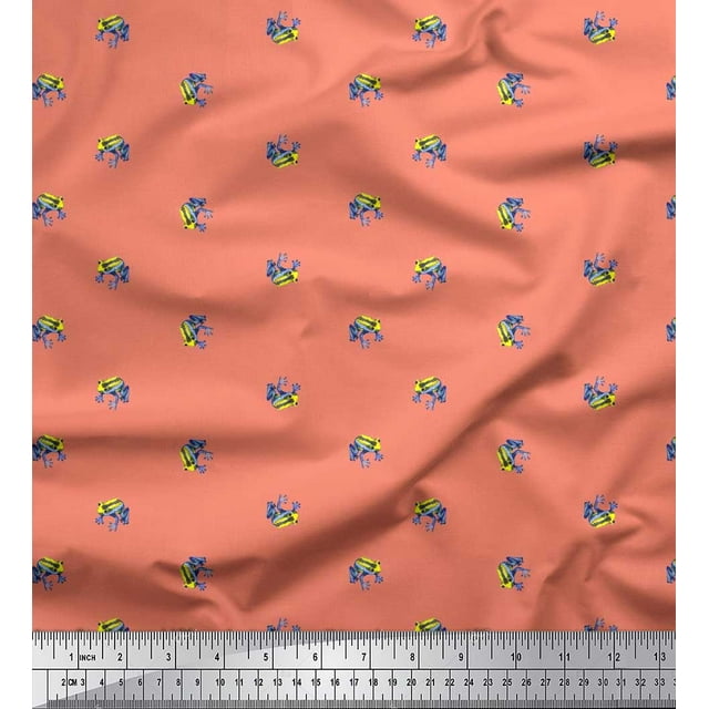 Soimoi Modal Satin Fabric Frog Animal Print Sewing Fabric Yard 42 Inch Wide