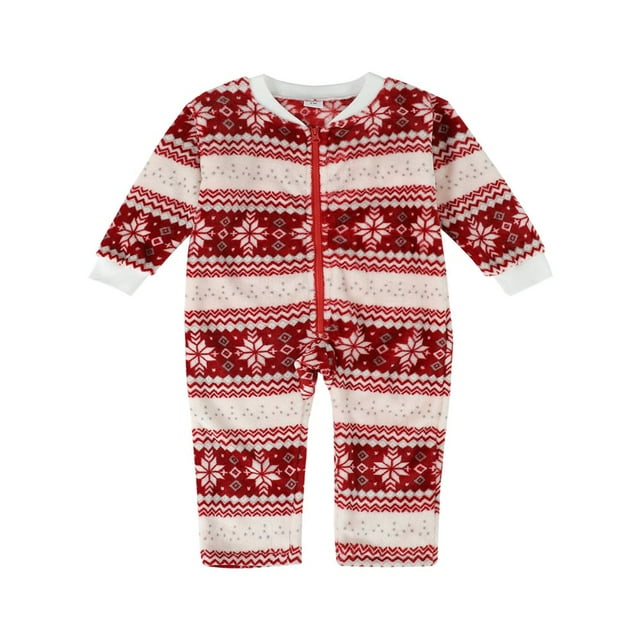 PENGXIANG Combinaisons de Famille Assortis Onesies à Capuche Zip-Front Romper Pjs Flocon de Neige Imprimé Pyjama
