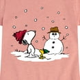 thumbnail image 3 of Peanuts - Snoopy Woodstock Snowman - Toddler & Youth Girls Short Sleeve Graphic T-Shirt, 3 of 6
