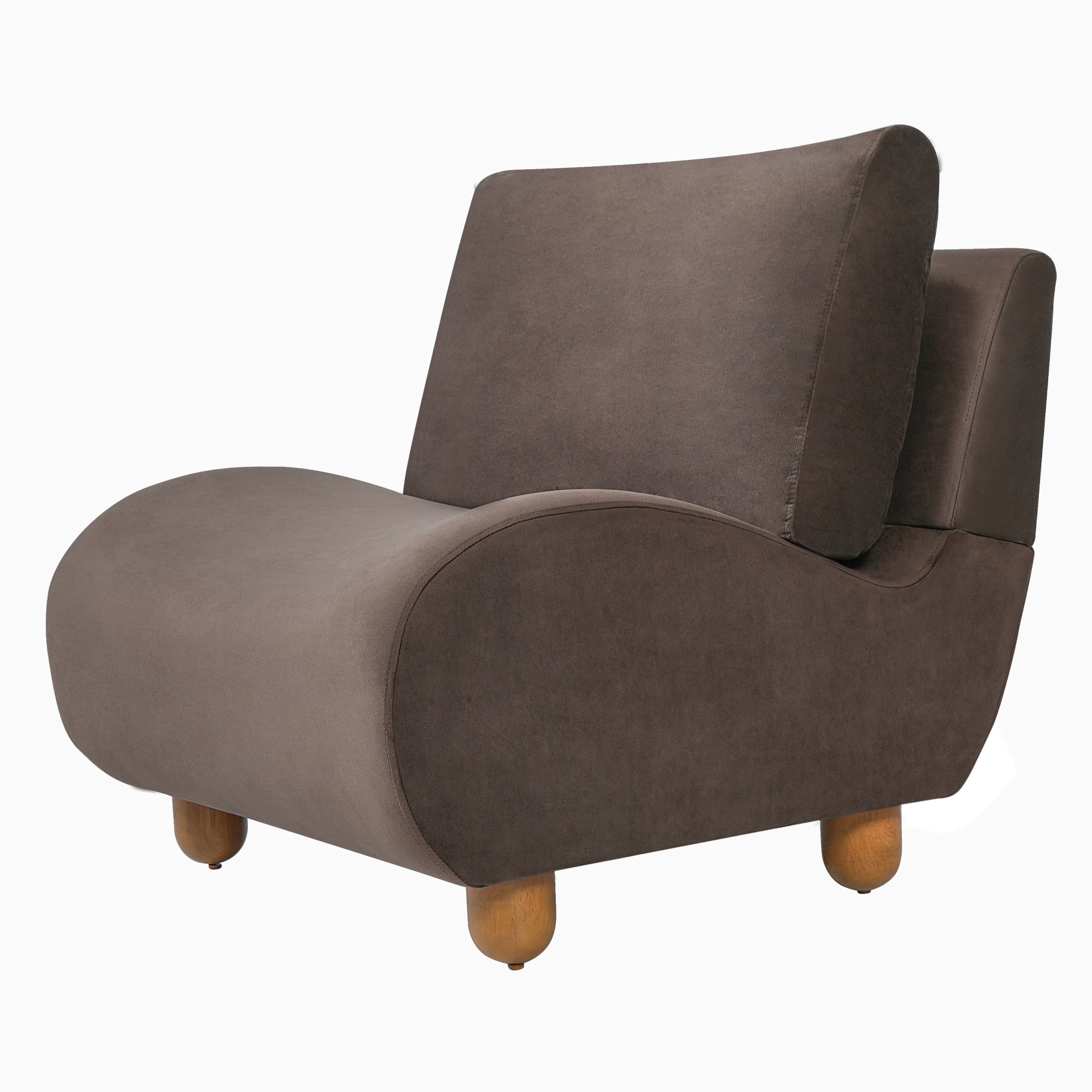Christopher Knight Home 30.1" Modern Curved Accent Chair, Velvet Upholstered with Wood Legs, Dark Brown, Set of 2