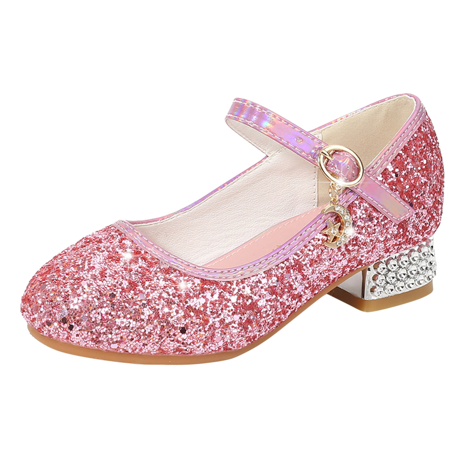 XINSHIDE Shoes Toddler Little Kid Girls Pumps Glitter Sequins Princess Low Heels Party Dance Shoes Rhinestone Sandals Baby Casual Shoes - image 1 of 4