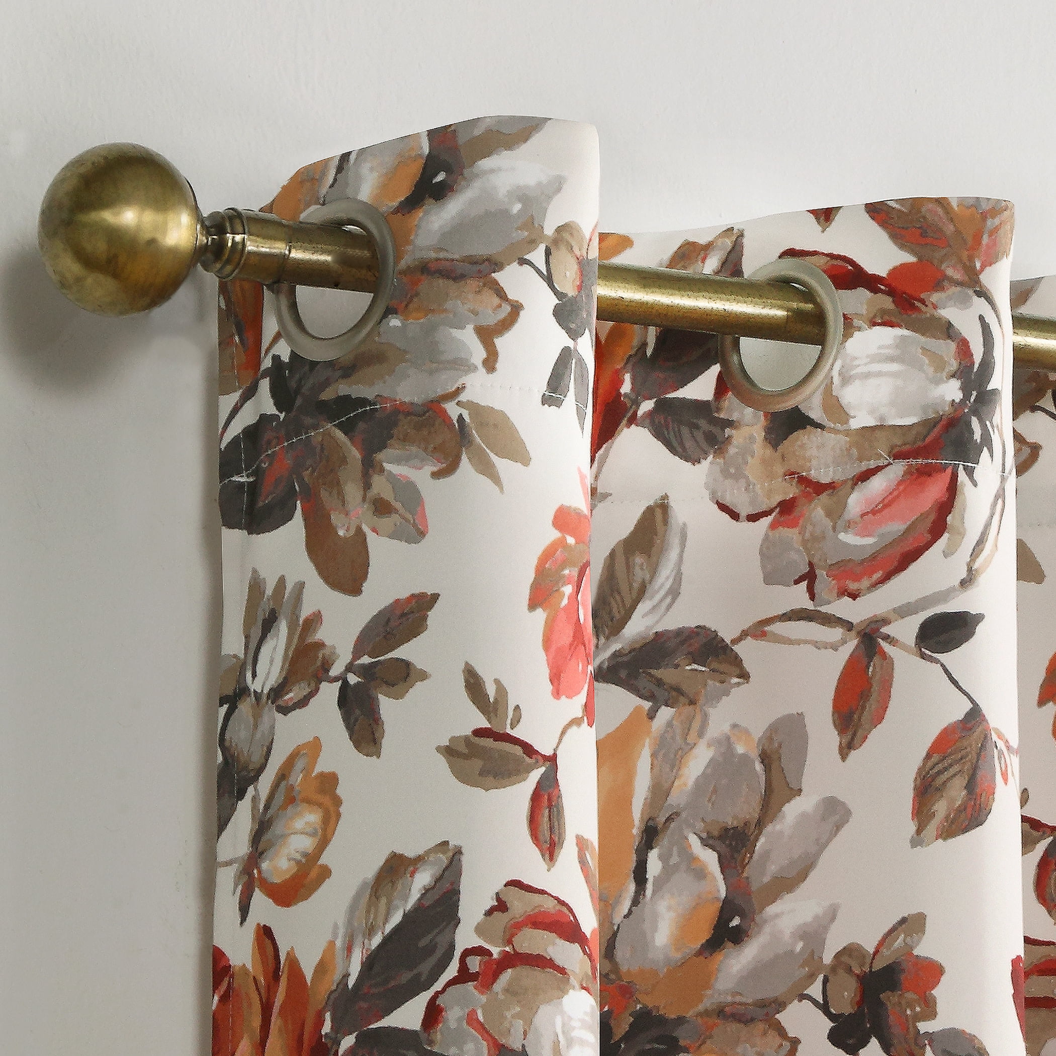 Sun Zero Irma Vintage Floral Blackout Grommet Curtain Panel, 40"X84", Stone