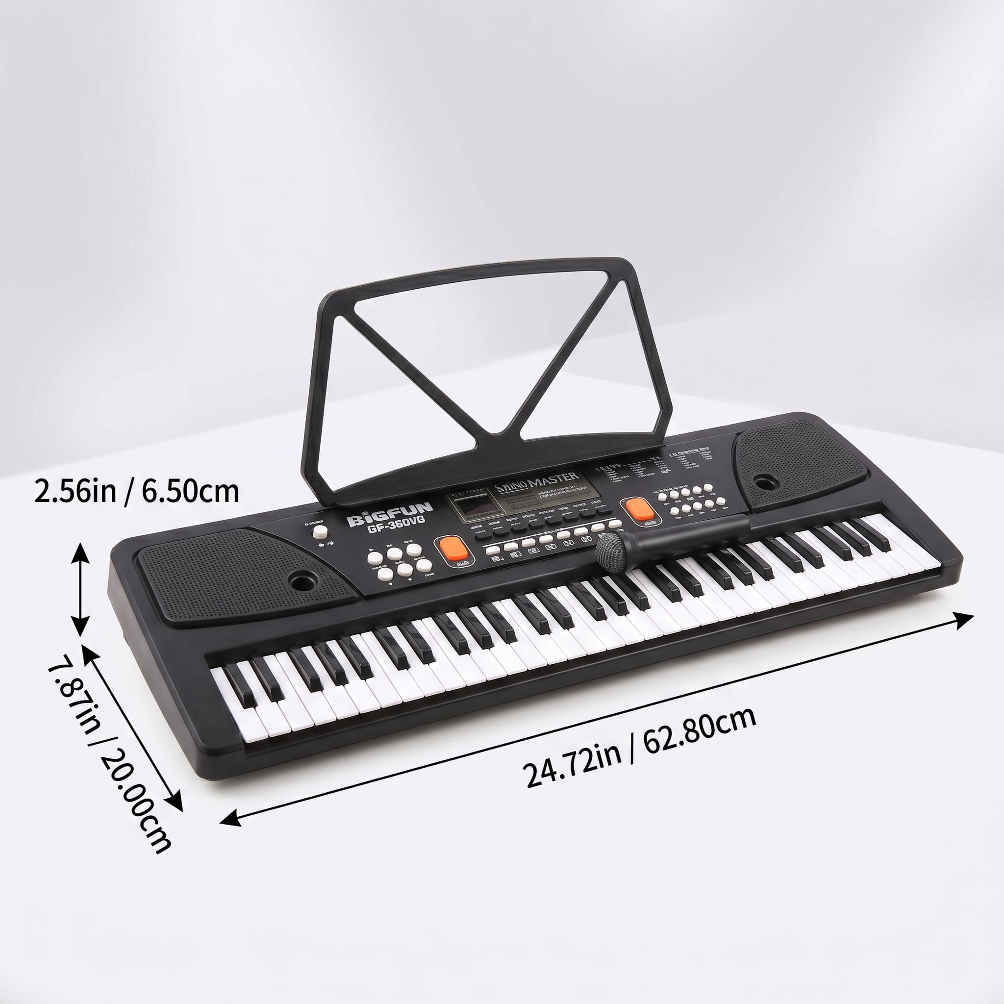 BIGFUN 61 Keys Rechargeable Electronic Kids Electric Piano with Microphone Black Digital  Electronic Keyboard Built-in Dual Stereo Speakers with 16 Tones 10 Rhythms 6 Demo Songs 8 Percussion