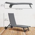 thumbnail image 2 of Set of 2 Outdoor Lounge Chairs, 5-Position Reclining Sun Loungers with Wheels, Breathable Mesh & Rustproof Aluminum Frame, Dark Grey Patio Chairs for Poolside, Backyard, Garden, 2 of 7