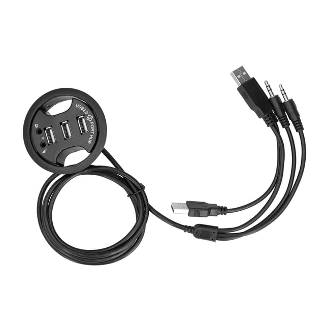 HUB USB de escritorio de 3 puertos HUB redondo de expansión de alta velocidad con orificio de audio de 3,5 mm para computadora Micrófono Teléfono