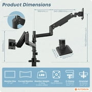 PUTORSEN 17-49 inch Premium Aluminum Heavy Duty Dual Monitor Arm for Ultrawide Screens up to 44lbs, Vertical Stacked Dual Monitor Desk Mount, Full Motion Dual Vertical Monitor Mount