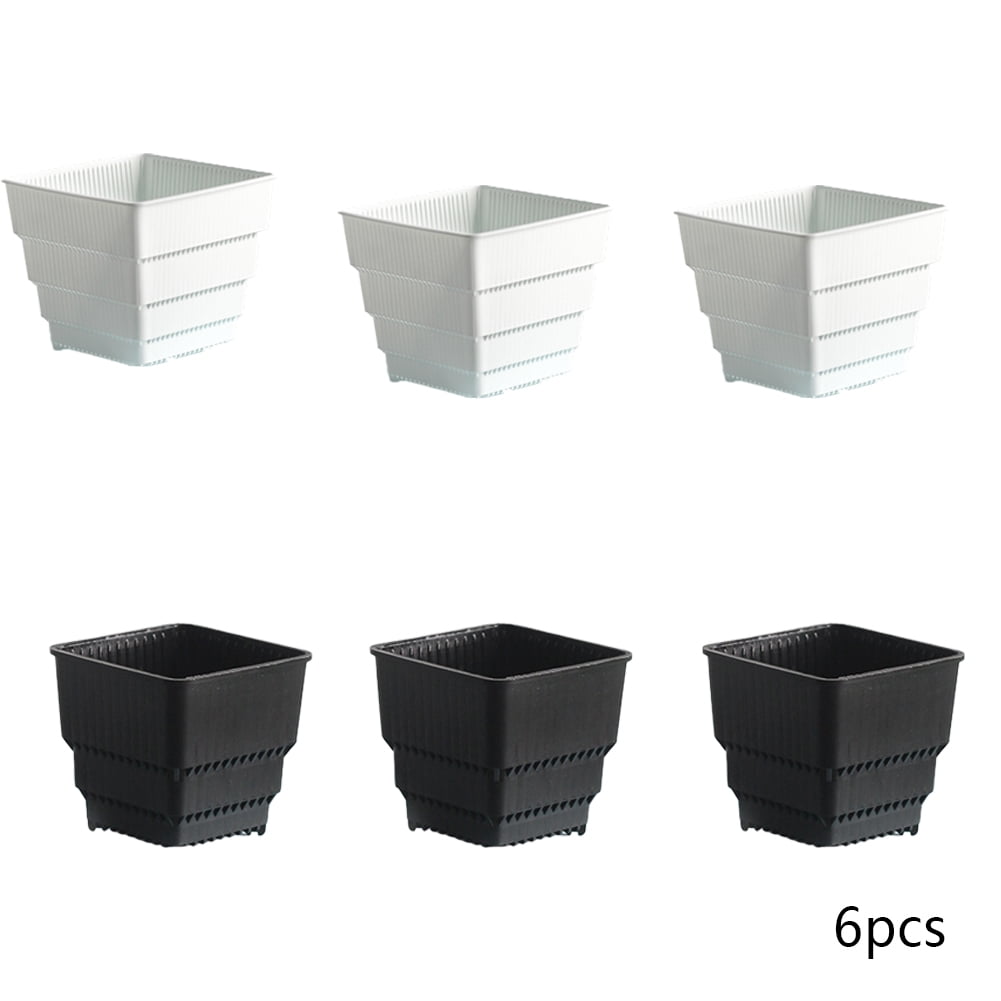 CSCHome 6 PCS Breathable Planter Square Orchid Potting Mix with Drainage Holes for Repotting for Succulents Gardening Home Window Decor
