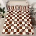thumbnail image 2 of Homewish Geometric Plaid 4 Pieces Queen Sheet Sets for Teens Female Men,Minimalist Square Ultra Soft Flat Sheet,Vintage Aesthetic Queen Fitted Sheet,Lightweight Room Decor, 2 of 7