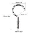 thumbnail image 4 of Ganchos de ojo de tornillo pequeños Uxcell de 2.8" con tornillos autorroscantes de acero al carbono plateado 20 piezas, 4 of 5
