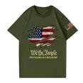 thumbnail image 4 of Hogleaql Patriotic American Flag Men’s T-Shirt, Round Neck 4th Of July Patriotic Shirts Short Sleeve Independence Day USA Graphic for Men Casual T Shirt Army Green L, 4 of 4