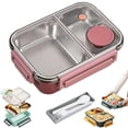 thumbnail image 3 of Microwave Safe Stainless Steel Bento Lunch Box with Divided Compartments for Meal Prep Portable Food Container for Office Use Silver, 3 of 8