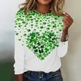 thumbnail image 1 of Chemises pour Femmes Mode Saint-Patrick Imprimé Manches Longues Col Rond Blouses pour Femmes, 1 of 5
