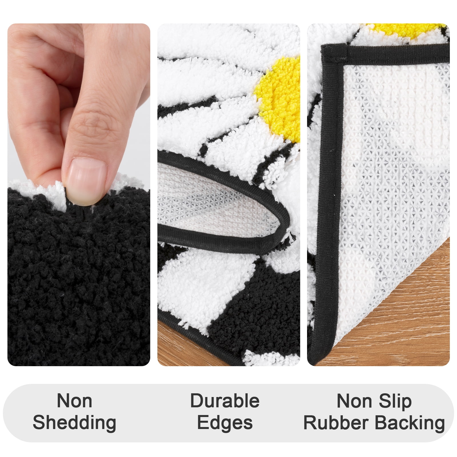 Bathroom Rugs Sets 4 Piece with Toilet Lid Cover, Non Slip Bathroom Mats Extra Soft Bath Rugs Absorbent Shaggy Rugs Perfect Plush Mats U-Shaped Toilet Rug and Toilet Cover