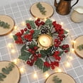 thumbnail image 6 of Artificial Red Berry Candleholder Wreath - Festive Mini Table Decor for Winter Holiday Gatherings, Ideal for Mantels, Windowsills, and Bedroom Touches, Versatile Accent for Christmas, 6 of 6
