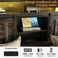 thumbnail image 5 of Vabches Farmhouse Queen Size Bed Frame with 4 Drawers and Bookcase Headboard,Sliding Barn Door Platform Bed with LED Light & Power Outlets, Dark Rustic Oak, 5 of 7