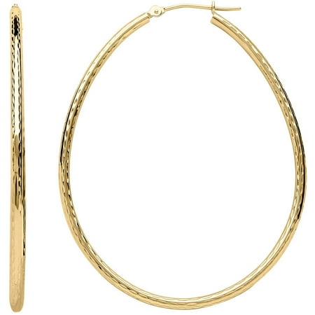 Simply Gold 10KT Yellow Gold 2x55MM Oval Hoop Earrings