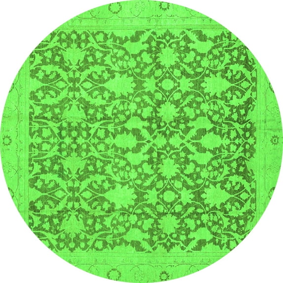 Ahgly Company Indoor Round Oriental Green Traditional Area Rugs, 8' Round