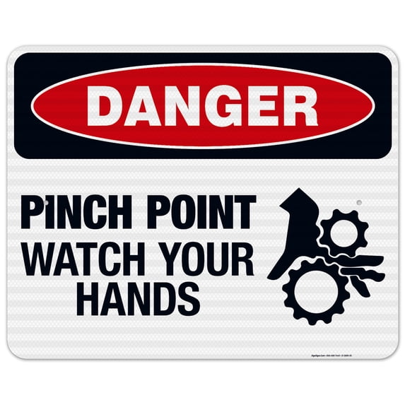 Pinch Point Watch Your Hands Sign, OSHA Danger Sign, 24x30 Reflective Aluminum EGP