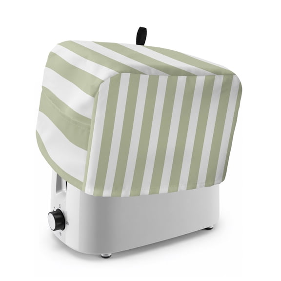 Toaster Cover 2 Slice, Sage Green Striped Dustproof Bakeware Oven Protector with Top Hook, Modern Farmhouse Sage Green White Stripes Waterproof Small Kitchen Appliance Toasters Dust Cover, 11"x6"x8"