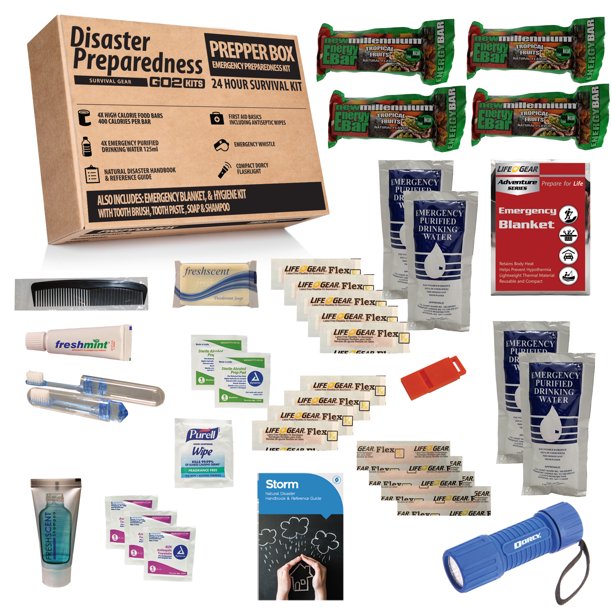 Go2Kits Disaster Preparedness Emergency Survival Kit with Food, Water, Hygiene and First Aid