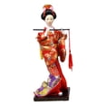 thumbnail image 2 of 11 Pouces Poupée Kimono Japonais Geisha Statue de Fille Humanoïde Décor en Résine Fait Main Rouge Rouge avec Flûte, 2 of 7