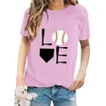 thumbnail image 2 of Tiqkatyck Womens Tops Clearance, Women's Baseball Print Loose T Shirt Short Sleeve Top, Summer Tops for Women, Long Sleeve Shirts for Women Pink, 2 of 4
