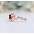 thumbnail image 2 of 925 Silver 14K Rose Gold Plated Round Natural Red Garnet Silver Engagement Ring Bridal Rings For Her Wedding Art Deco Ring Birthday Gift, 2 of 3