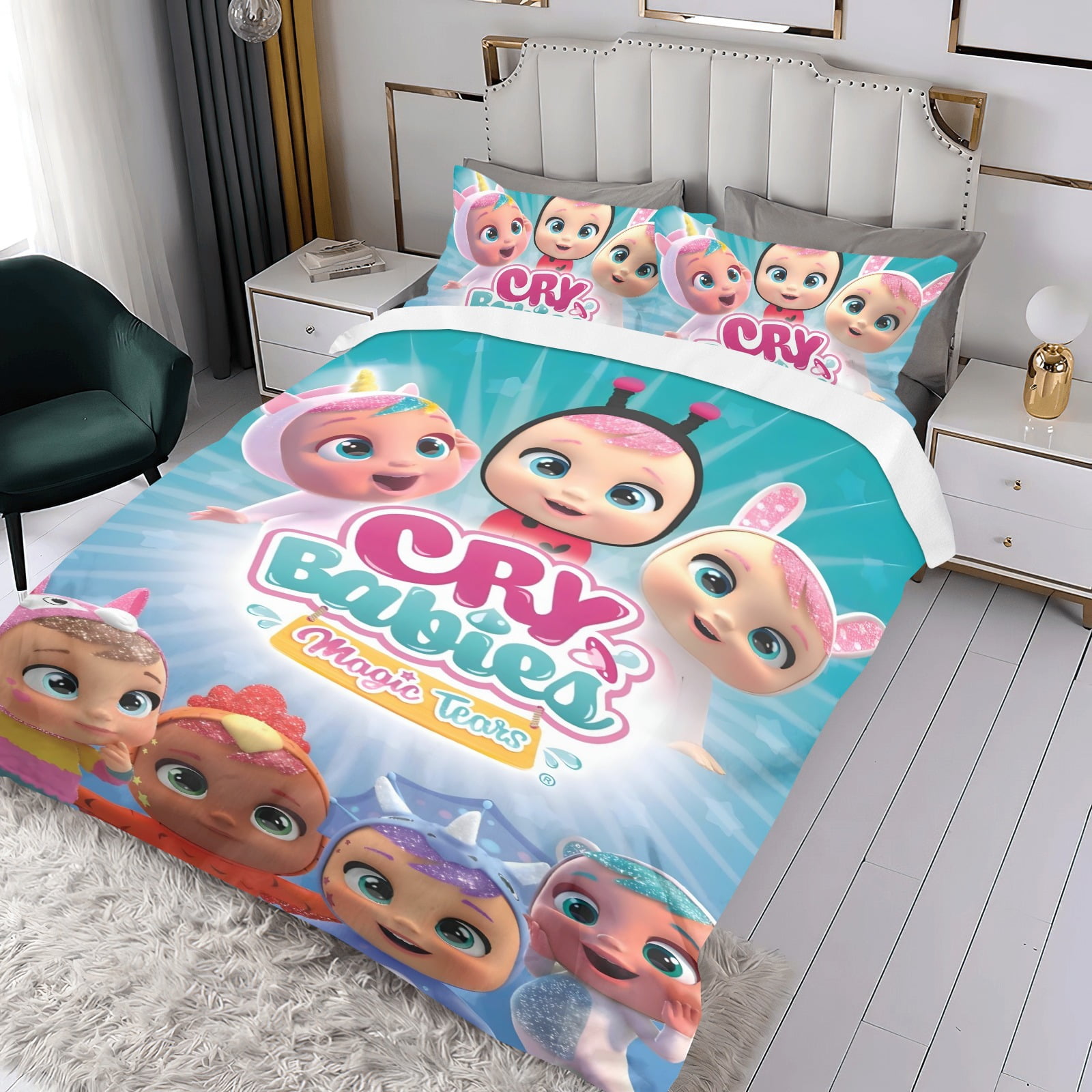 Cry Babies Baby-themed Bed Sheet Set Three Piece Set Comfortable And Skin Friendly Unique Design Home Decor Gifts For Family Friends fans36x75Inches（90*190cm）