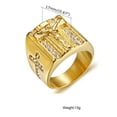 thumbnail image 3 of Men's Ring 14K Yellow Gold Jesus Cross High Quality Micro Pave CZ Rings For Men Women Religious Christian Jewelry, 3 of 8