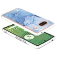 thumbnail image 3 of Designed for Google Pixel 7a Marble Case, Ultra Thin Girls Women Plating Marble Designed Flexible Soft TPU IMD Marble Protective Case Cover for Google Pixel 7a - Blue, 3 of 11