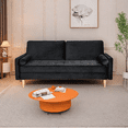 thumbnail image 2 of 70" Velvet Sofa Couch, Retro Simple Small House Double Three Person Straight Row Sofa with Solid Wood Legs, Comfy Upholstered Couch for Small Living Room Bedroom Office, 2 of 9