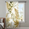 thumbnail image 3 of Brown Green Leaves Sheer Curtains 63 Inches Long, Summer Botanical Farmhouse Watercolor Leaf Light Filering Curtains, Breathable Simi Curtain Privacy Drapes for Living Room Bedroom Window Treatment, 3 of 9