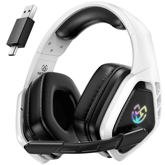 2.4GHz Wireless Gaming Headset for PC, Ps5, Ps4, 2.4 Ghz USB & Type-C Gaming Headphones with Microphone, 40Hr Battery Bluetooth Headphones for Switch, Laptop, Mobile, Mac