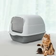 thumbnail image 6 of Foldable Cat Litter Box, Fully Enclosed Litter Box with Lid, Covered Kitty Kitten Litter Boxes Enclosure with Scoop, Odor Control, Easy to Clean, 3 Modes for Cat up to 12 lbs(Grey), 6 of 6