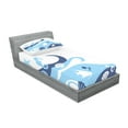 thumbnail image 2 of Ambesonne Ocean Fitted Sheet & Pillow Sham Set, Deep Sealife Creatures, Twin, Navy Blue Aqua and White, 2 of 2