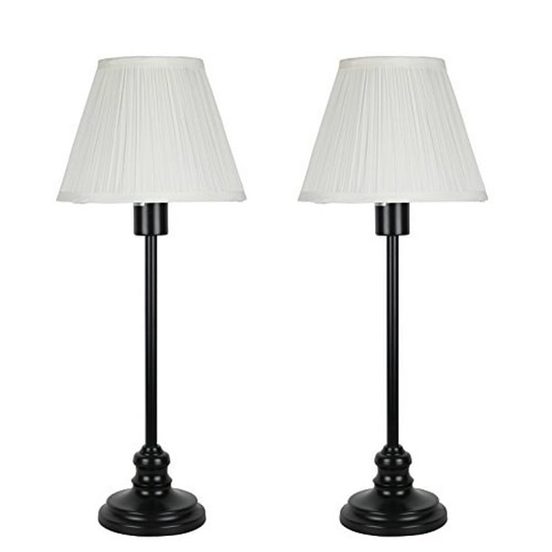 Urbanest Set of 2 Modello Table Lamps, Black with Cream Shades, 22 1/2