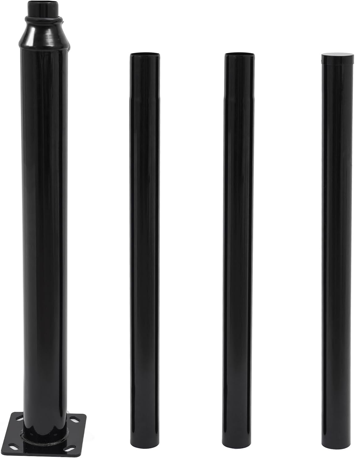 Street Light Pole 13ft Tall Split Street Lamp Post 220Lbs Outdoor Light Pole with Mounting Ground Cage and 114+76mm Poles