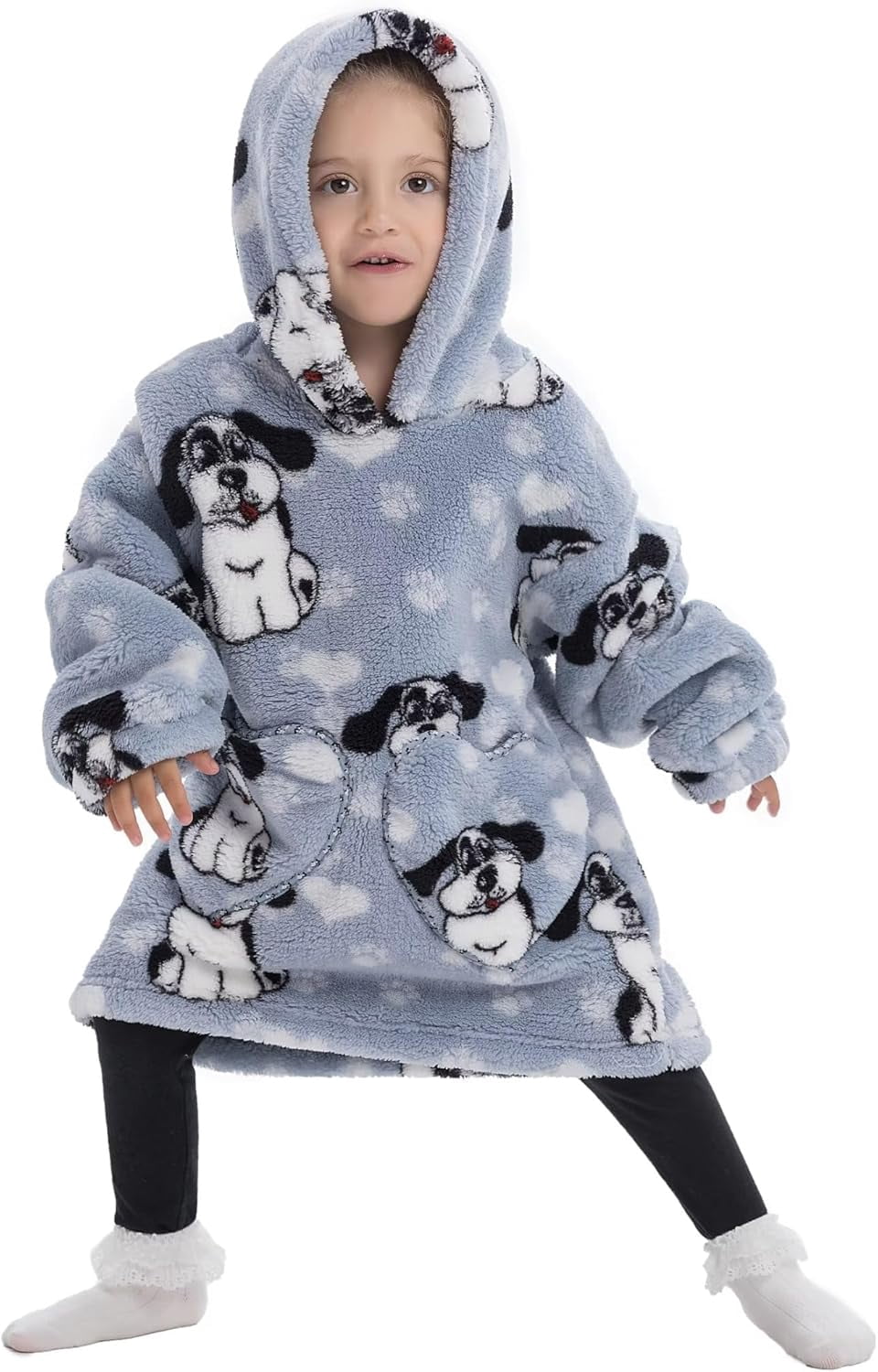 Wehilion 2-6YR Oversized Sweatshirt Hooded Blanket Sherpa Hoodie for Girls Boy Wearable Blanket Hoodie for Kids Toddlers