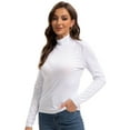 thumbnail image 3 of Women's Long Sleeve Mock Turtleneck Tops Casual Slim Fitted Lightweight Under Layer Pullover Shirts, 3 of 6