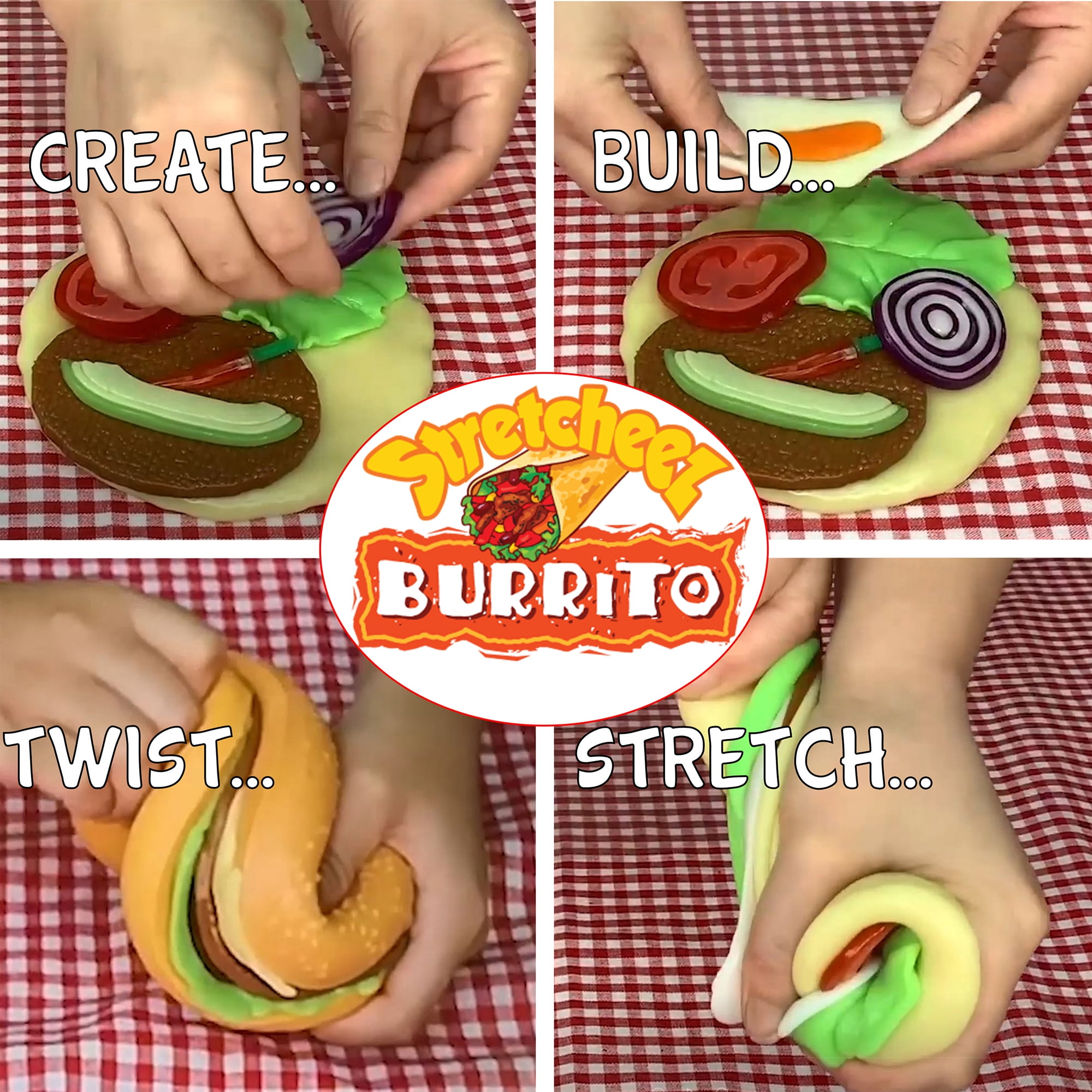 Stretcheez: Burrito - Surprise Assorted Styles & Toppings, Assemble Stretchy & Squishy Toy Food, Mix & Match Ingredients, Kitchen Roleplay, Kids 3+