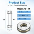 thumbnail image 2 of 12pcs F6-14M Thrust Ball Bearings, 6mm x 14mm x 5mm Miniature Thrust Bearing with Washers Chrome Steel Single Direction for Conveyor Systems Machine Tools, 2 of 6
